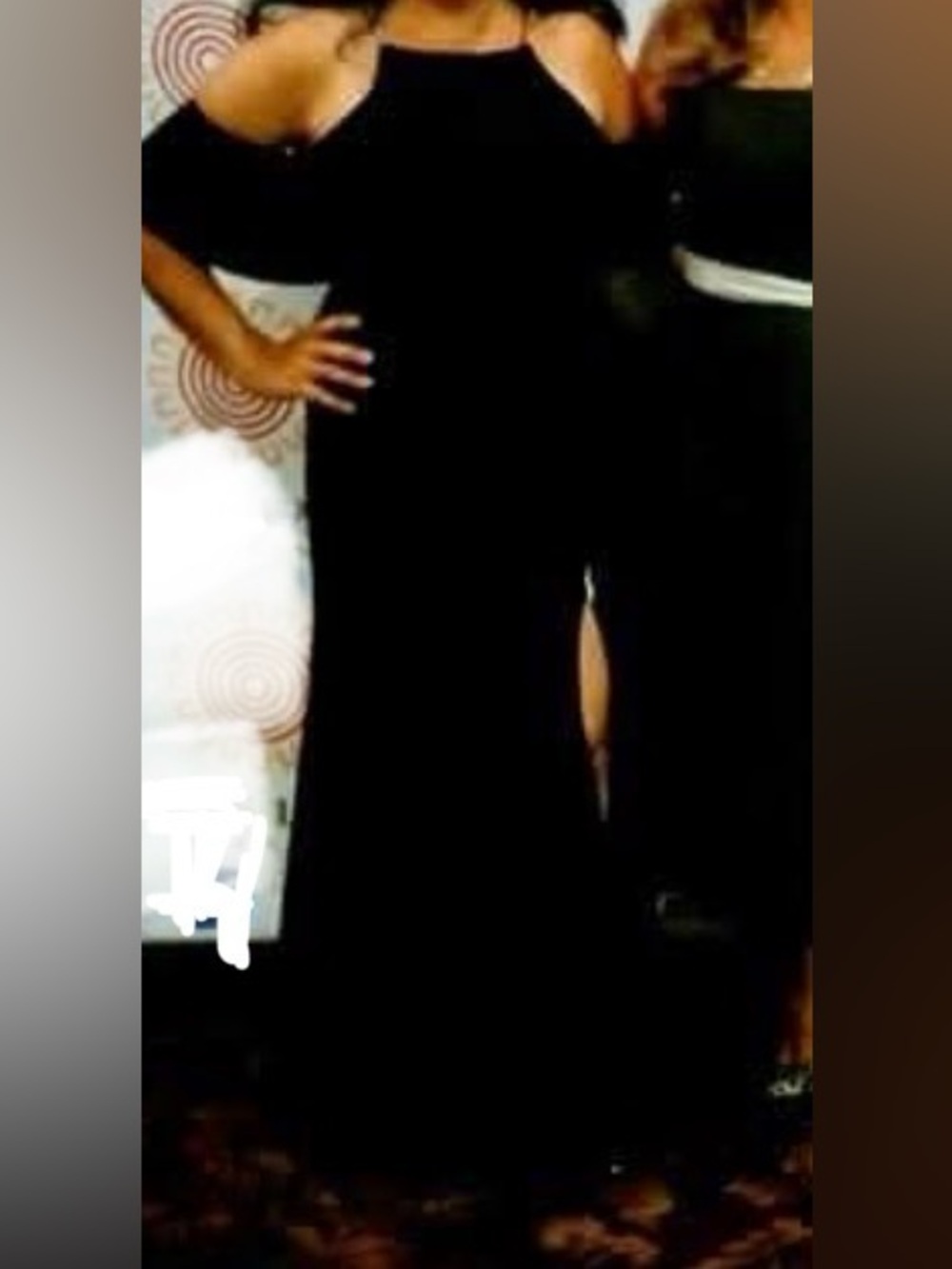 Women’s Navy Cold-Shoulder Evening Dress